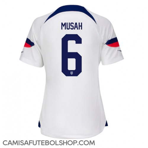 Camisa de time de futebol Estados Unidos Yunus Musah #6 Replicas 1º Equipamento Feminina Mundo 2022 Manga Curta